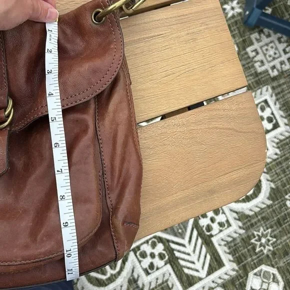 Fossil Women large chocolate Brown Leather Crossbody Bag removed shoulder strap - Picture 4 of 11